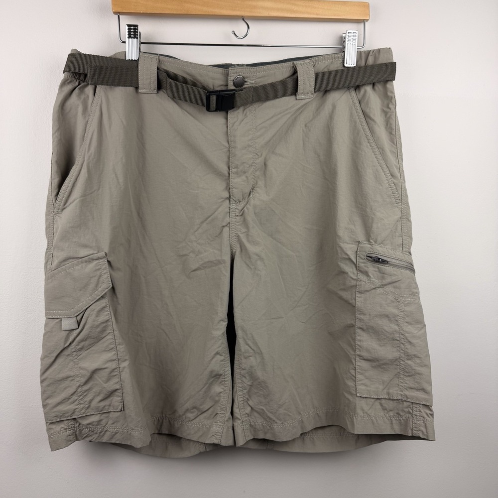 Columbia Silver Ridge Cargo Shorts Mens 38 Khaki 10" Nylon Polyester Lined